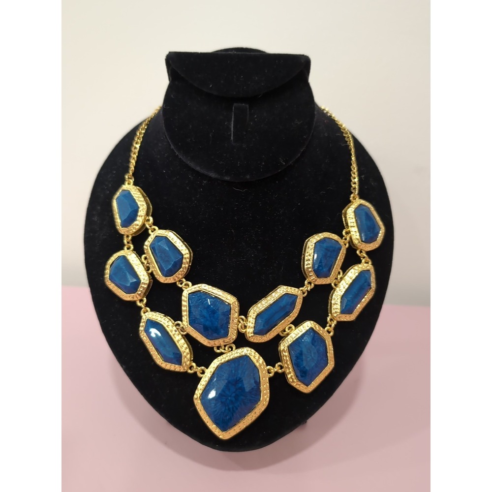 Amrita Singh‎ Gold Tone and Lapis Luzuli Statement Bib Necklace